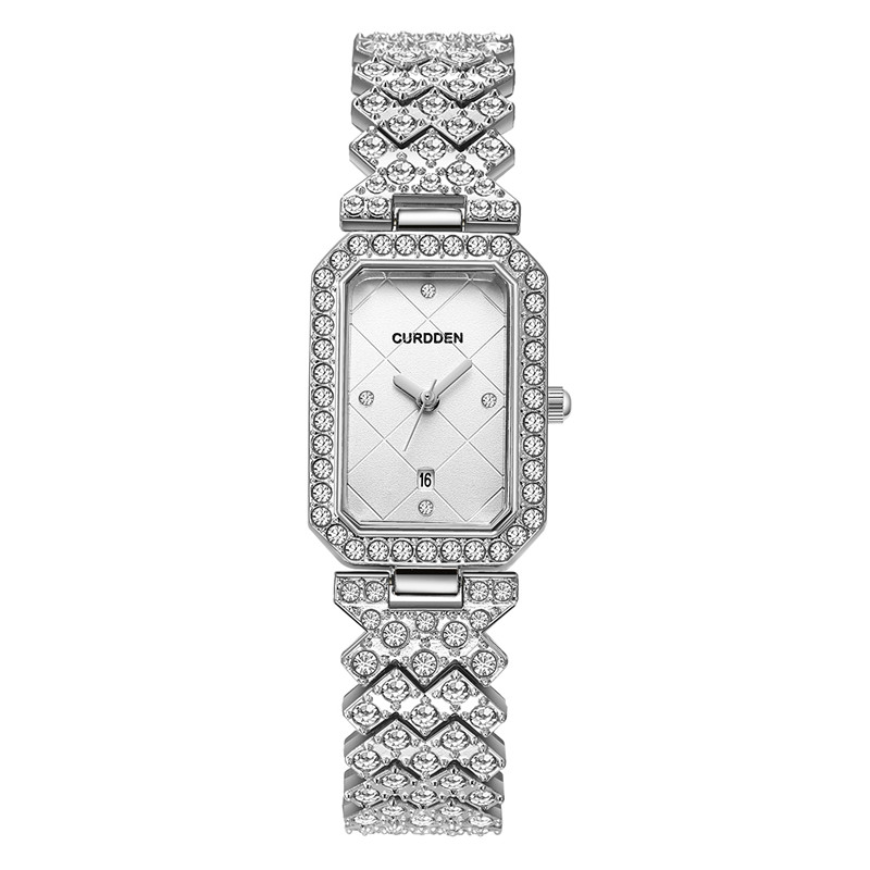 Curden-女性用長方形クォーツ時計、合金バンド、ダイヤモ - Luxury Zone のレビューと価格