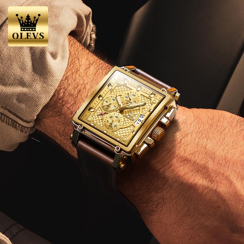 OLEVSブランド メンズ腕時計 防水 レザーストラップ ク - Luxury Zone のレビューと価格